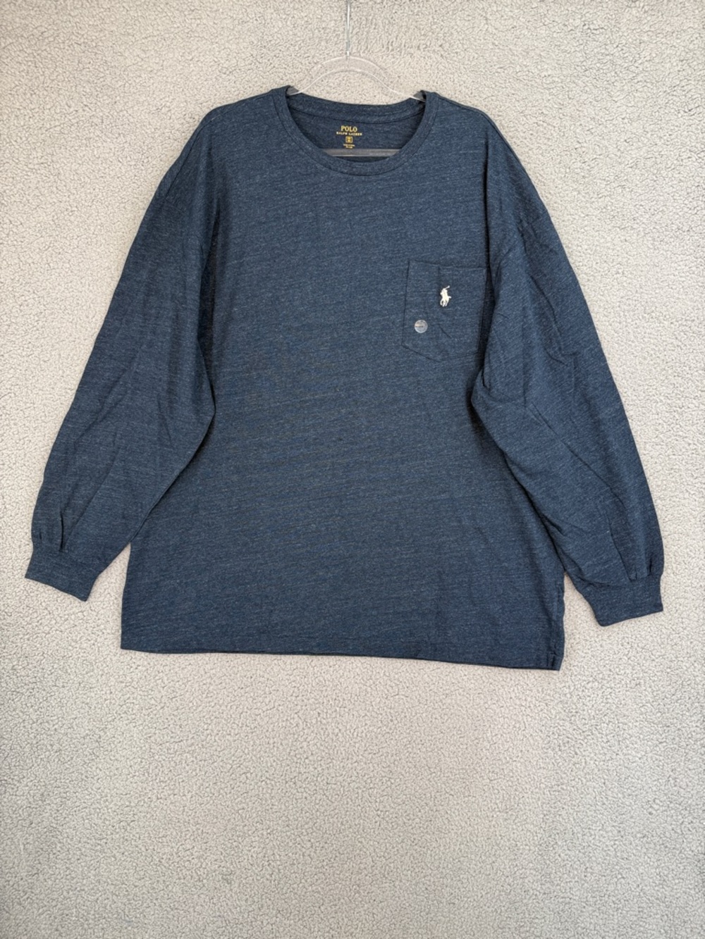 Polo Ralph Lauren Men's 2XB long sleeve Dark Navy Pocket Tee Shirt Pullover new